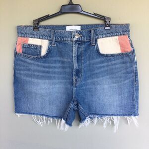 Current/Elliott Shorts Women 30 Blue Denim High Rise Boyfriend Cutoff Festival